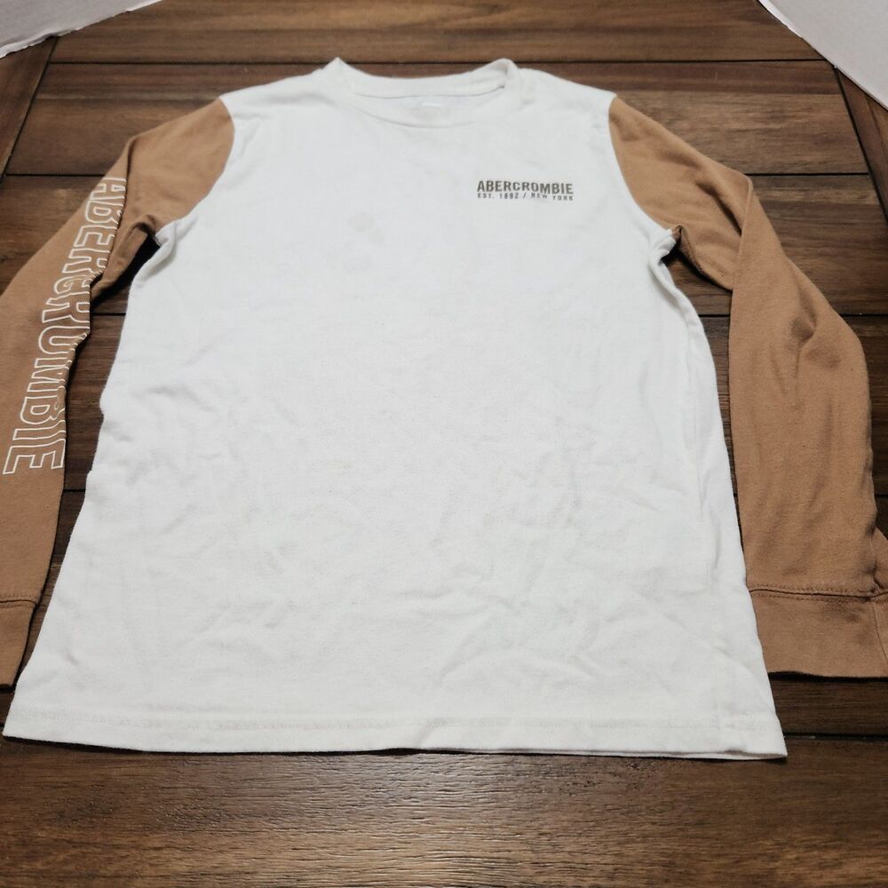 Abercrombie Kids LS Tee White/Brown Sleeves 11/12
